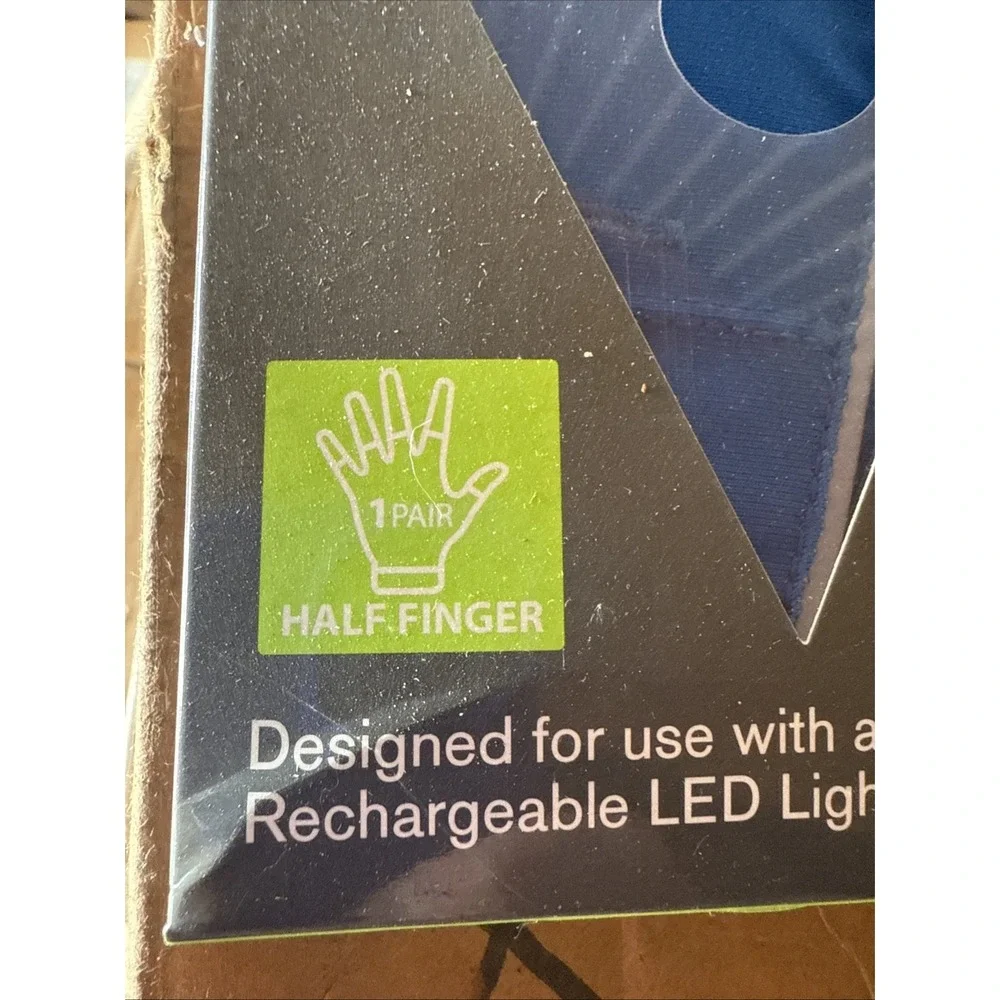 RunLites Blue Half Finger Lighted Gloves Size XS